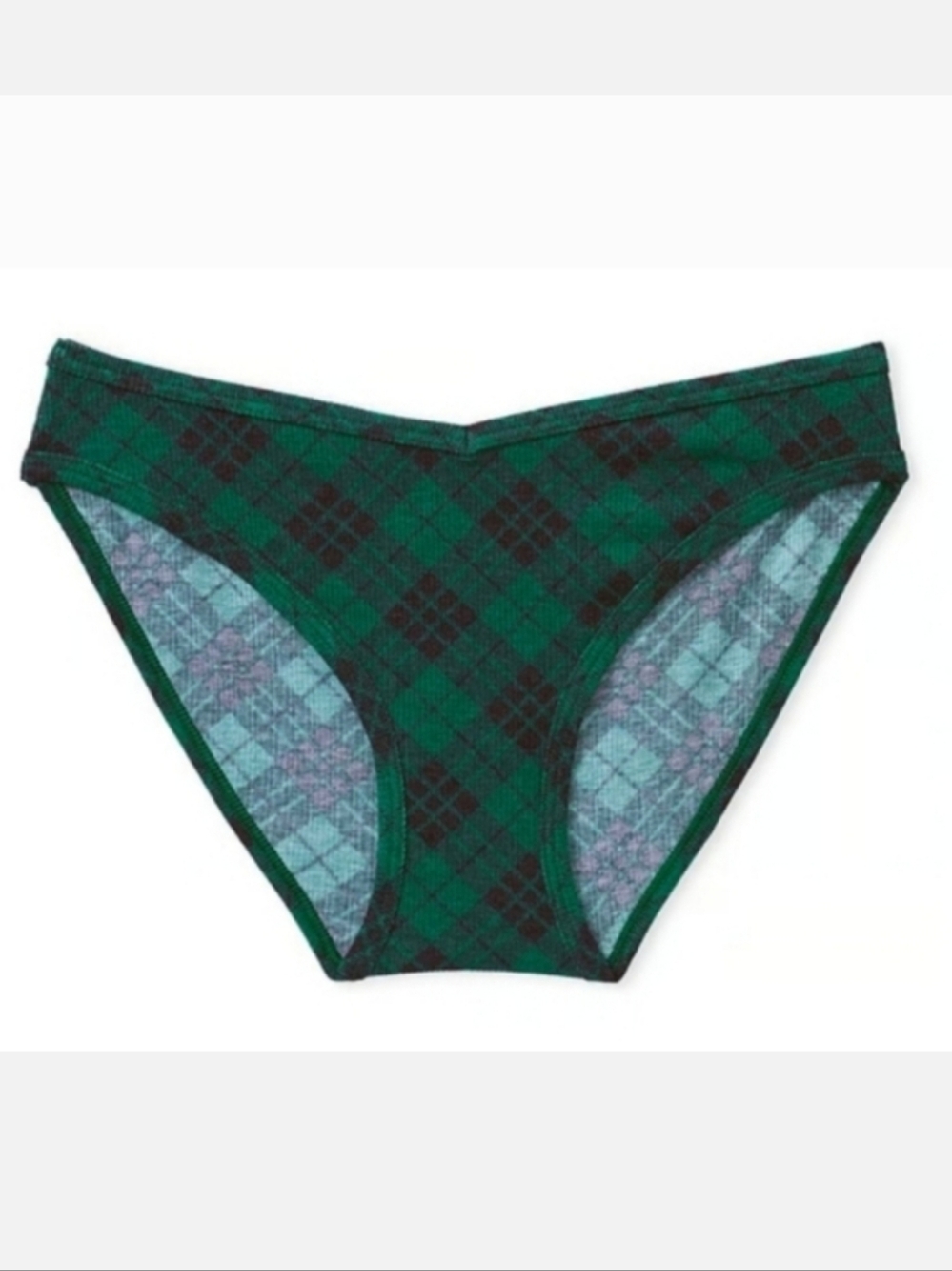 Victoria's secret pink cotton bikini panty XLARGE GREEN PLAID